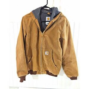 Carhartt Brown Hooded Full Zip Lined Work Jacket Youth XL 14/16 Regular Fit